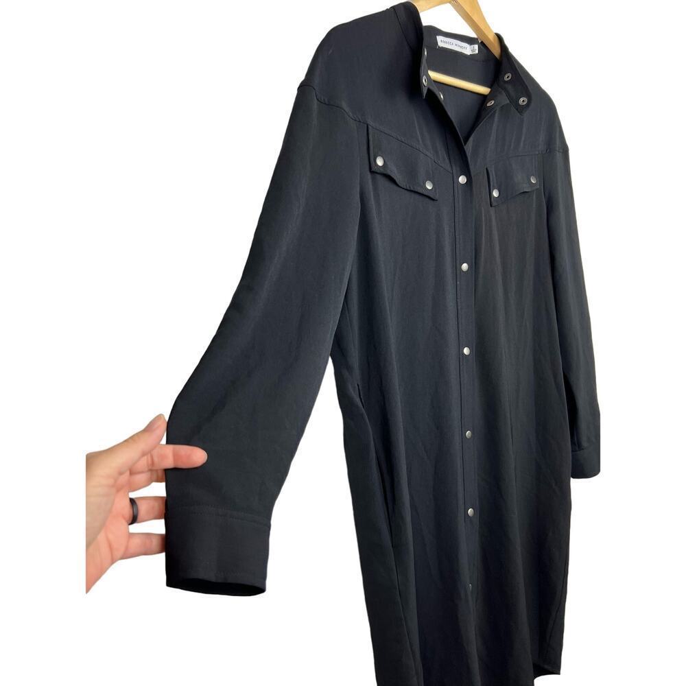 Rebecca Minkoff Callie Black Button Down Shirt Dress Small Pockets No Belt - Picture 4 of 10